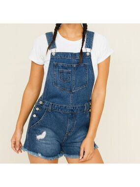 Love Tree Denim Short Overalls